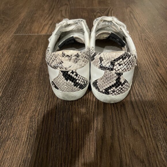 Golden Goose White Glitter Snakeskin Superstar Sneakers - Picture 3 of 6